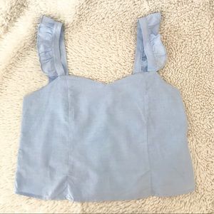 Powder Blue Ruffled Crop Top